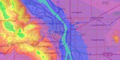 Portland Oregon elevasyon kat jeyografik
