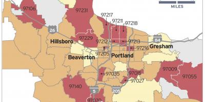 Radon kat jeyografik nan Portland